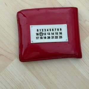 Maison Margiela MM6 Red Patent Leather Card Wallet with Numbered Plaque